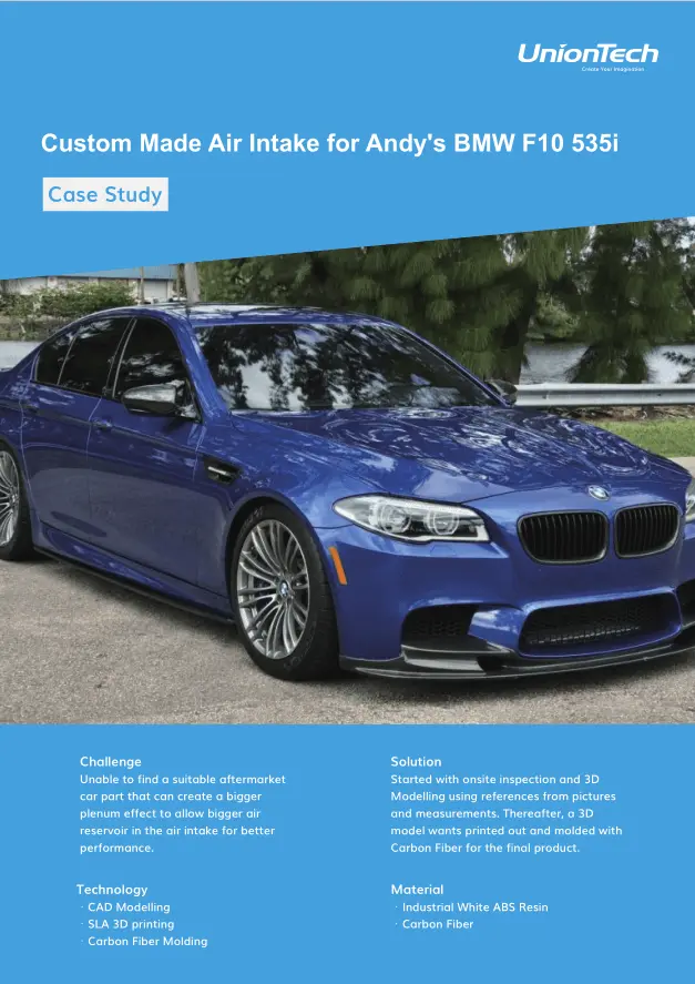 AndyのBMW F10 535i用カスタムメイドエアインテーク